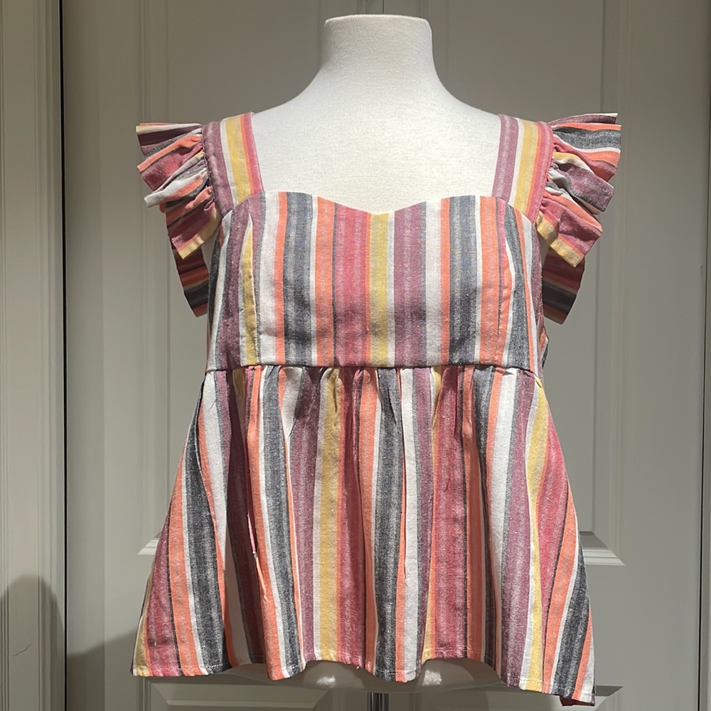 2/$20- Striped BabyDoll Blouse